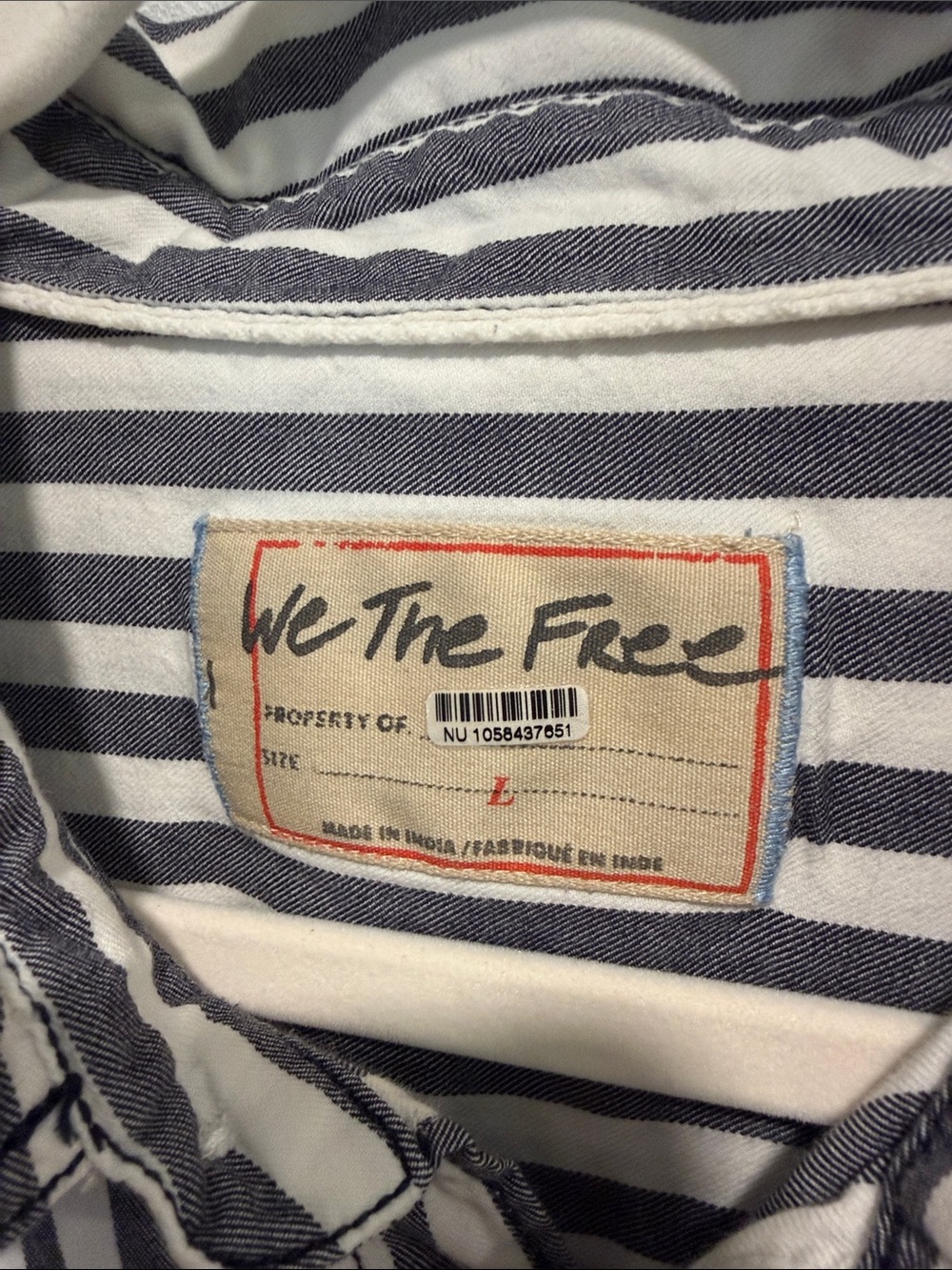 Free People We The Free Freddie Striped Shirt - Nautical Navy size L oversized - Picture 7 of 9